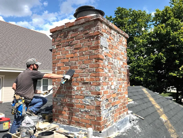 Completed chimney rebuild by North Royalton Chimney Sweep in North Royalton, OH