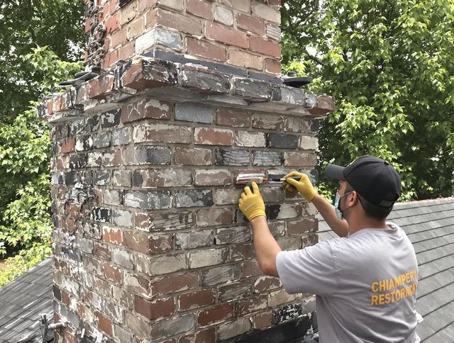 In-progress chimney restoration by North Royalton Chimney Sweep in North Royalton, OH