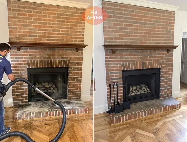 North Royalton Chimney Sweep carefully sanitizing a fireplace in North Royalton, OH
