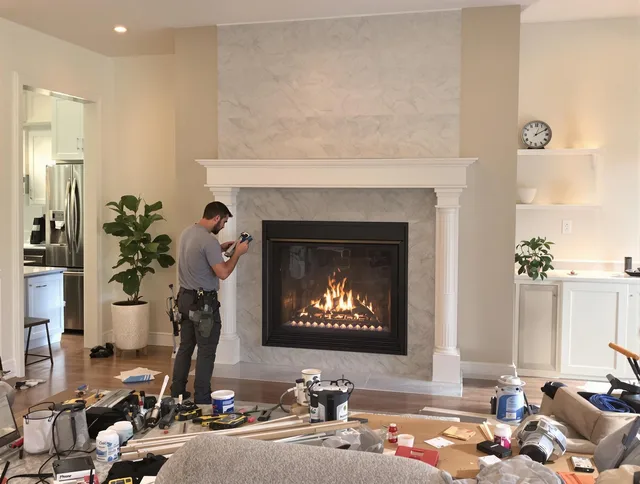 Newly installed fireplace by North Royalton Chimney Sweep in North Royalton, OH